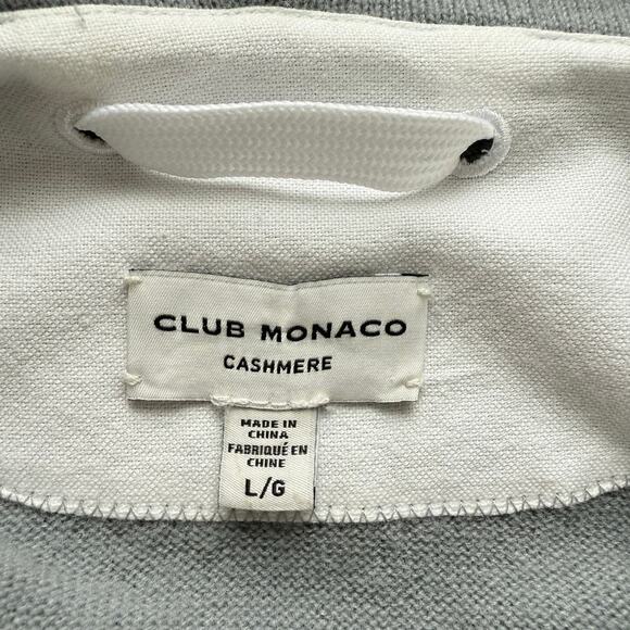 Club Monaco Cashmere Hoodie Sweater in Light Gray w/ Kangaroo Pocket, Size Large - Picture 2 of 9